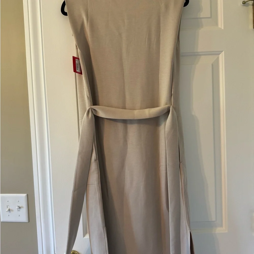 SPANX Beige Midi Dress with Belt NWT - Picture 2 of 6